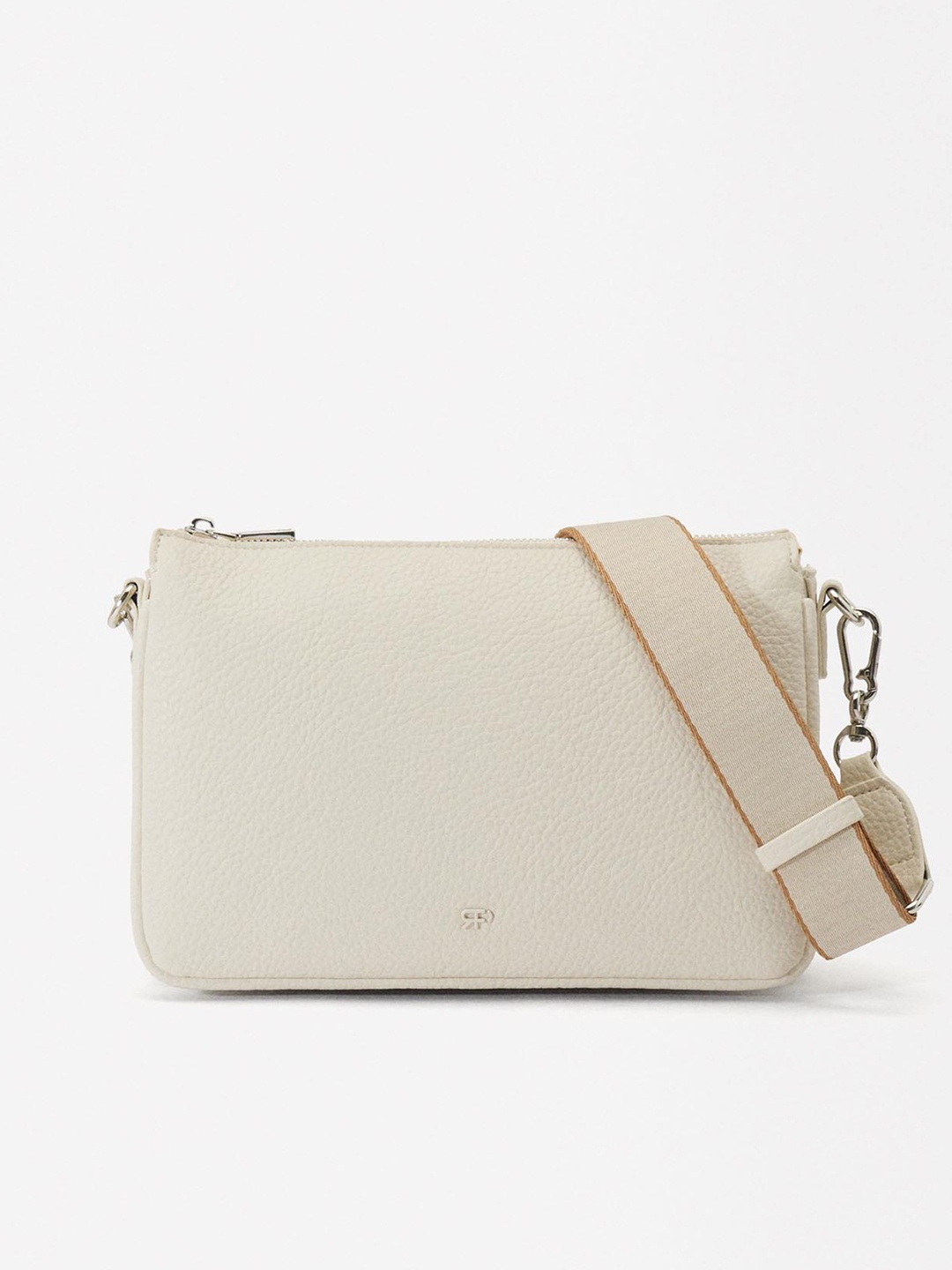 

PARFOIS Textured Crossbody Sling Bag, Off white