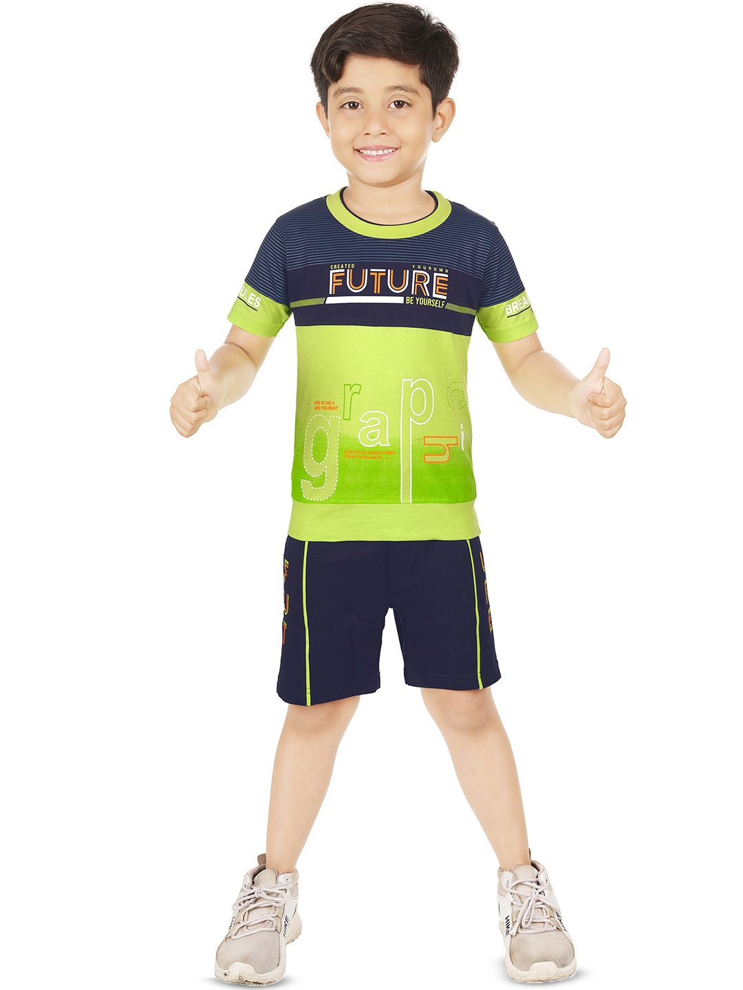 

BAESD Boys Printed Pure Cotton T-shirt With Shorts, Green