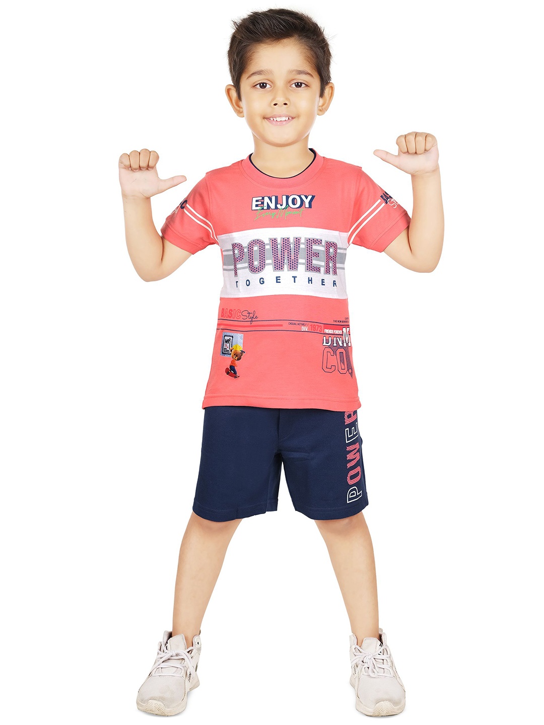 

BAESD Boys Printed Pure Cotton T-shirt With Shorts, Pink