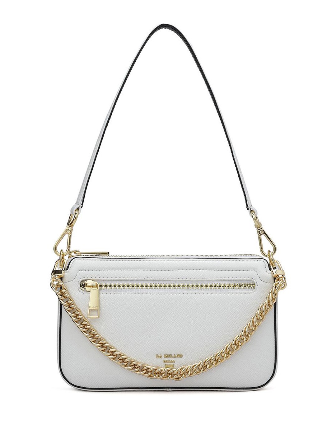 

Da Milano Textured Leather Structured Sling Bag, White