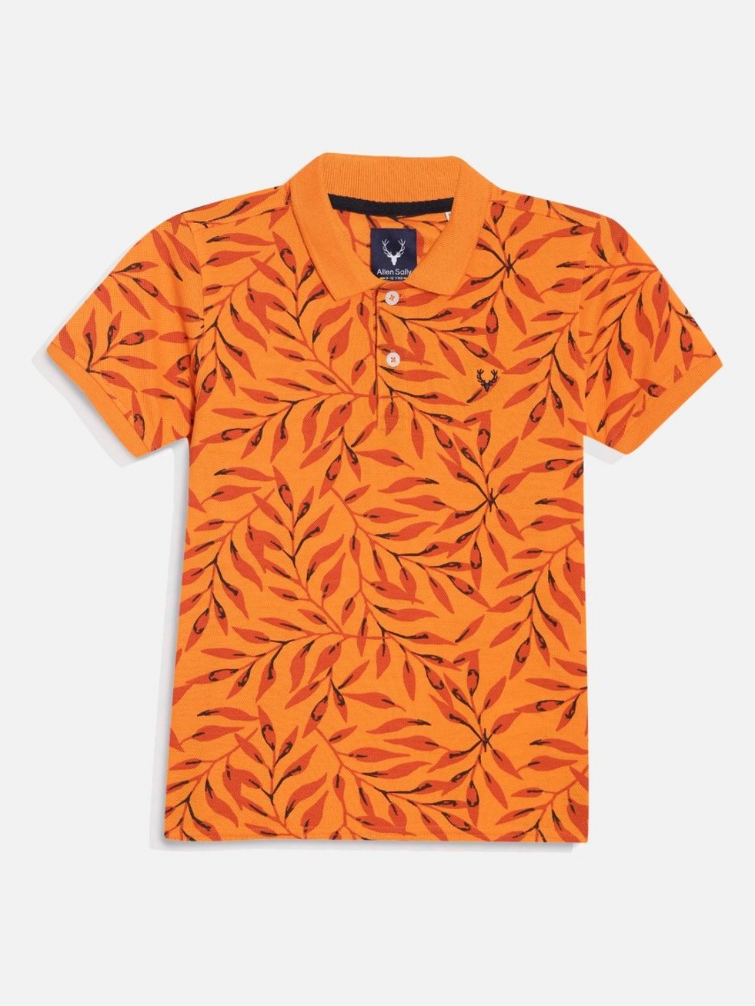 

Allen Solly Junior Boys Floral Printed Polo Collar Cotton T-shirt, Orange