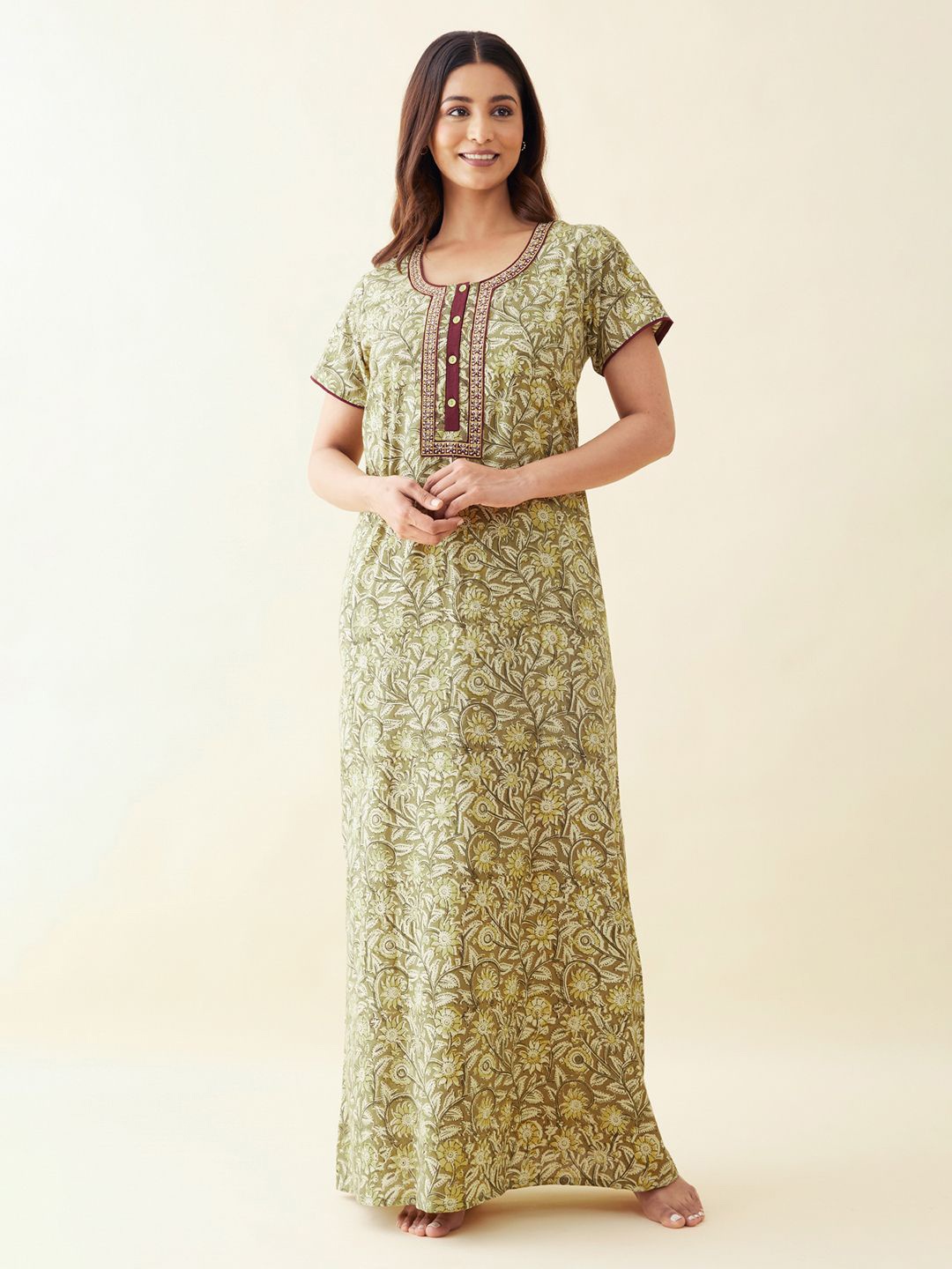 

Maybell Printed Maxi Nightdress, Green