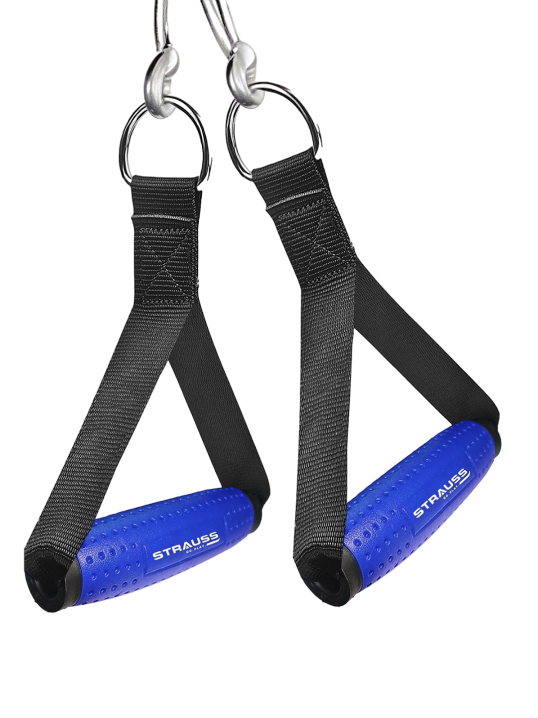 

Strauss Pack Of 2 Resistance Band D Shaped Handles Workout Accessories, Blue
