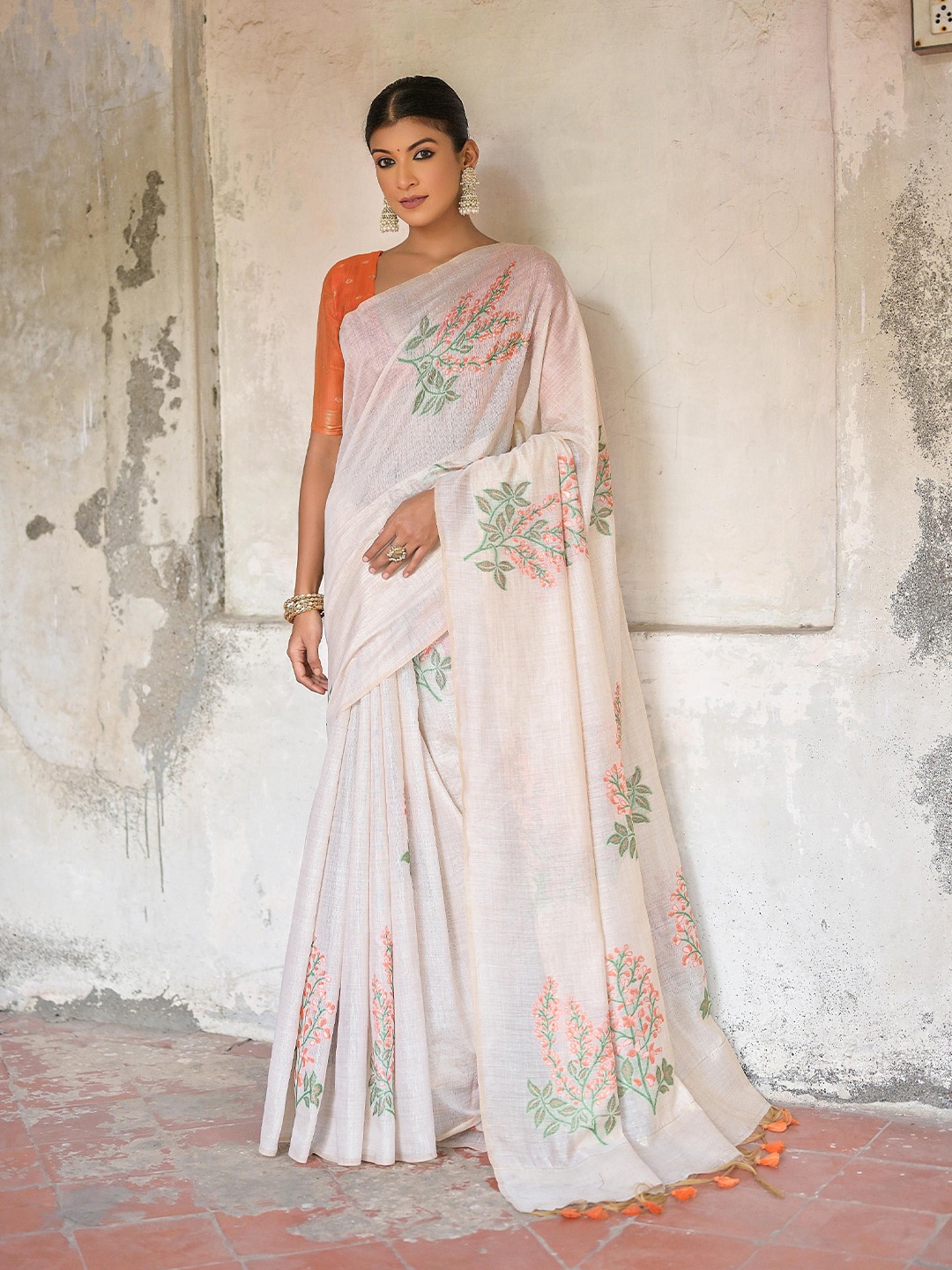 

LeeliPeeri Designer Floral Printed Saree, Orange