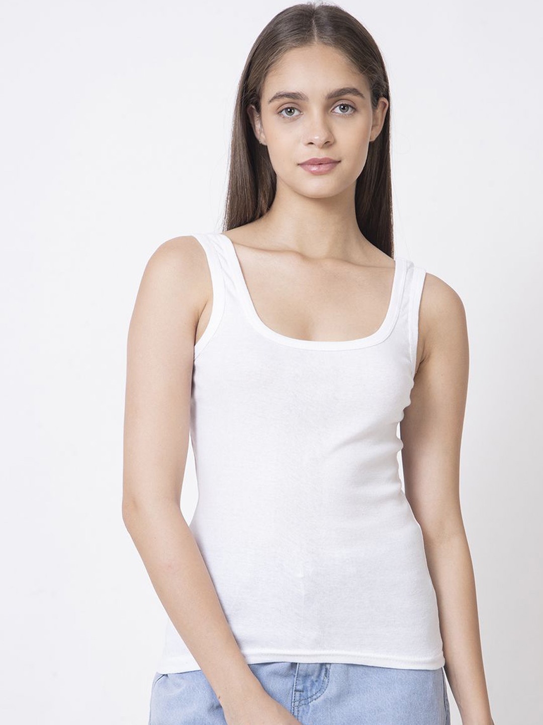 

AVYAY Pack Of 2 Cotton Non-Padded Camisoles, White