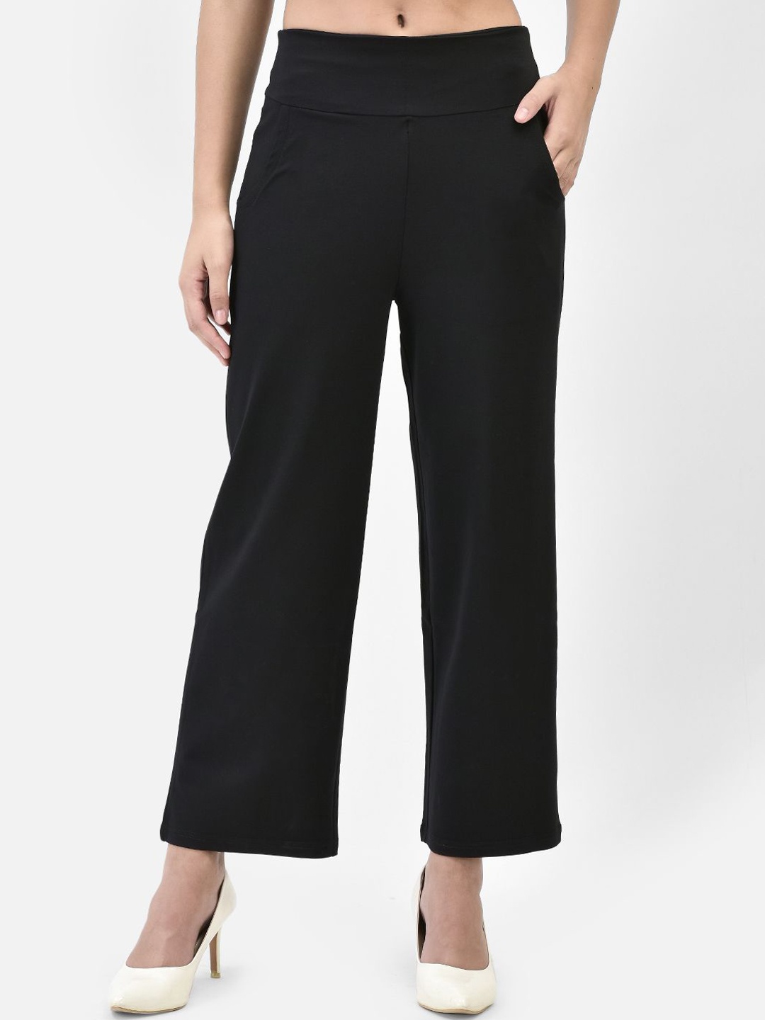 

FUTURO Women Relaxed Loose Fit High-Rise Trousers, Black
