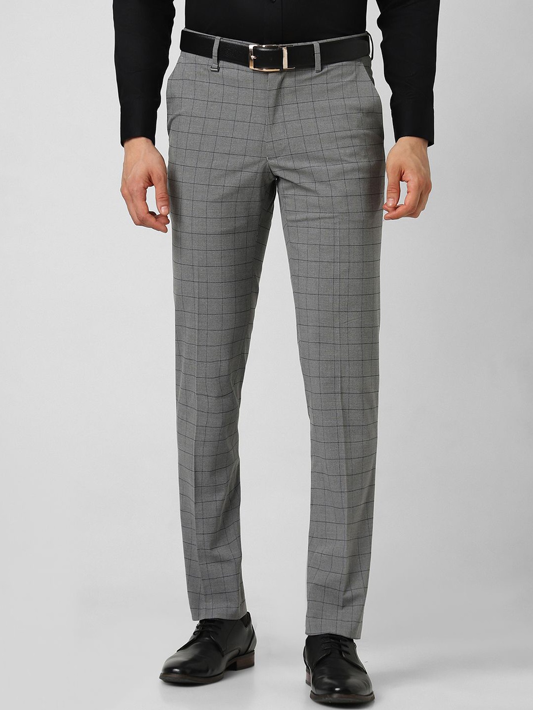 

Van Heusen Men Checked Slim Fit Trousers, Grey