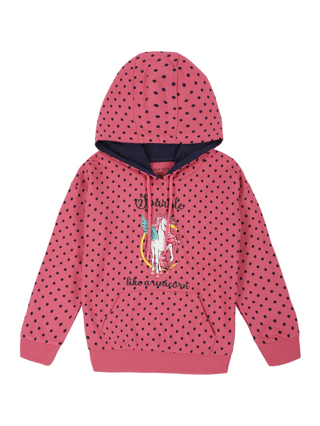 

PLUM TREE Girls Conversational Printed Pure Cotton Sweatshirt, Pink