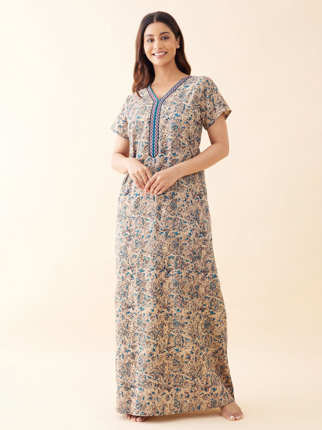 

Maybell Printed Maxi Nightdress, Blue