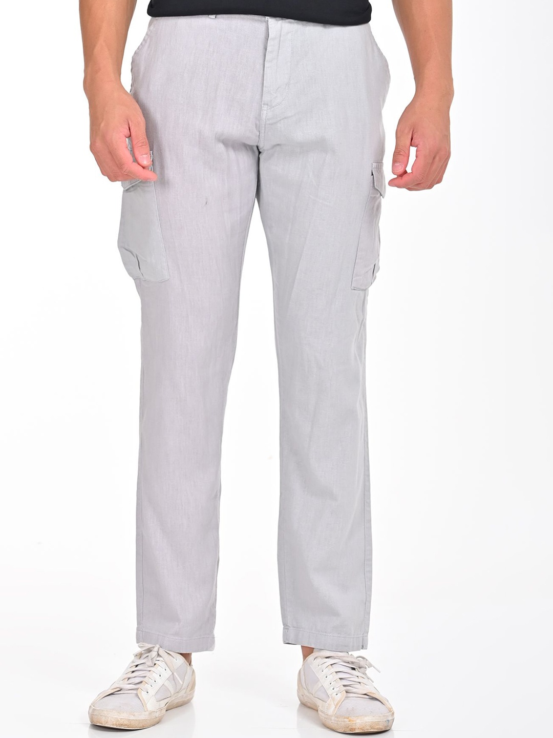 

POE Men Smart Slim Fit Cargos Trousers, Grey