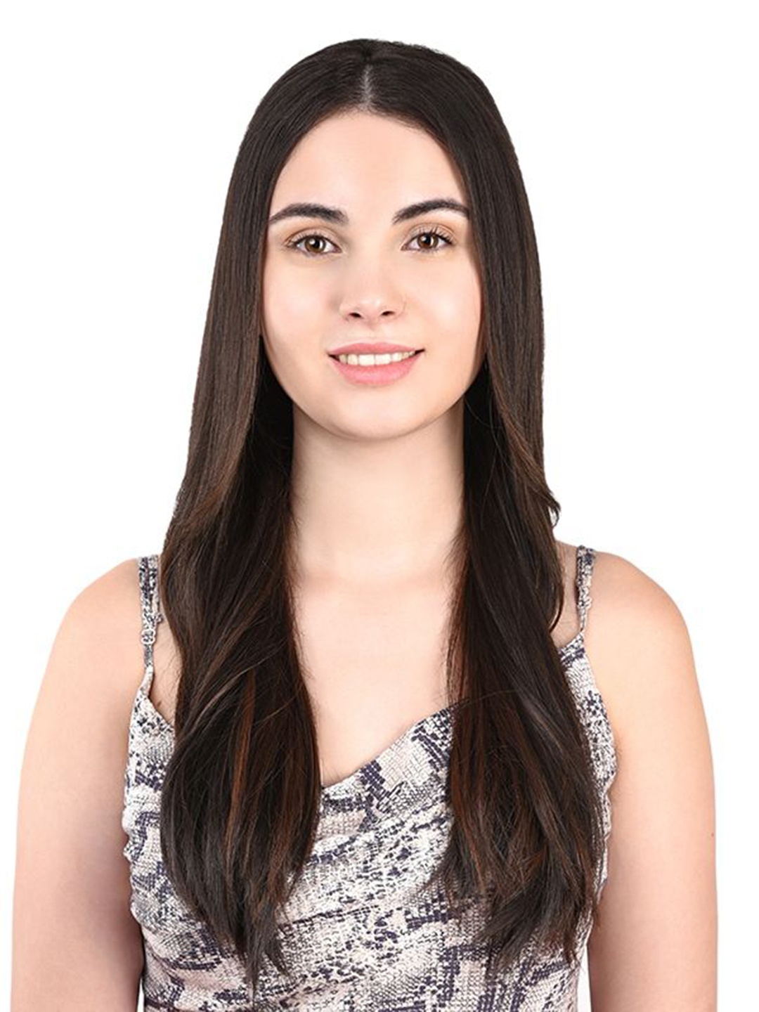 

Milano Treasures Straight Clip-in Copper Highlights Hair Extensions - Dark Brown