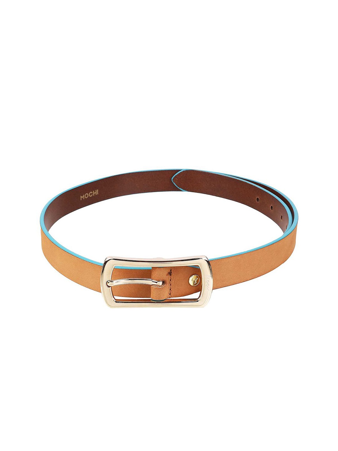 

Mochi Women Textured Tang Closure Leather Belt, Tan