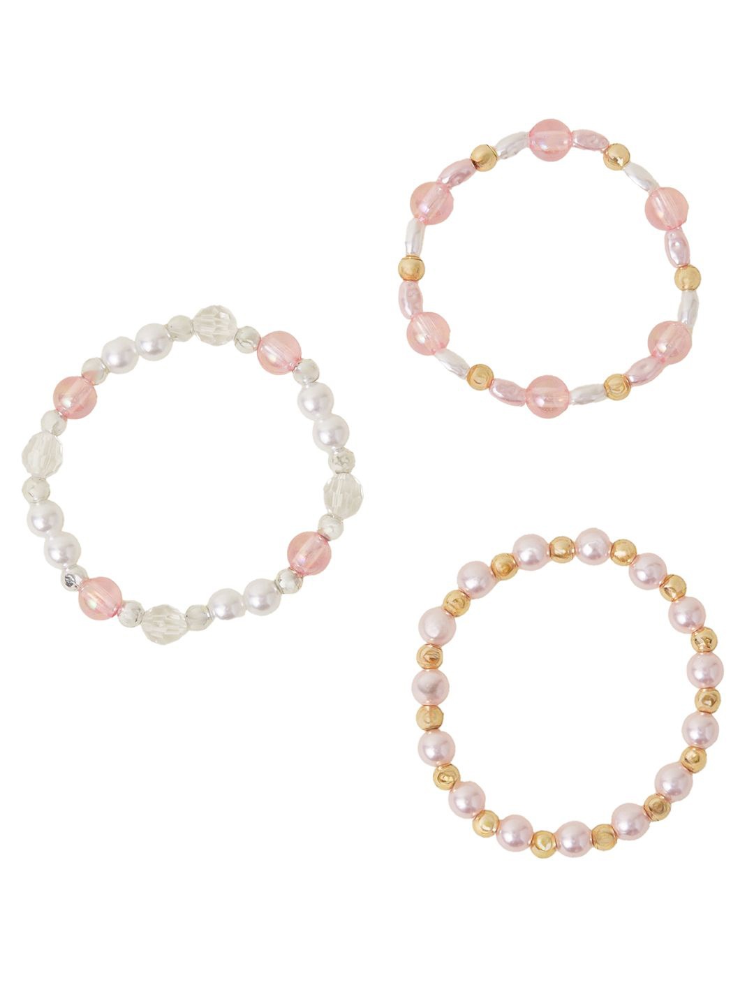 

Accessorize Girls Set Of 3 Beaded Elasticated Bracelet, White