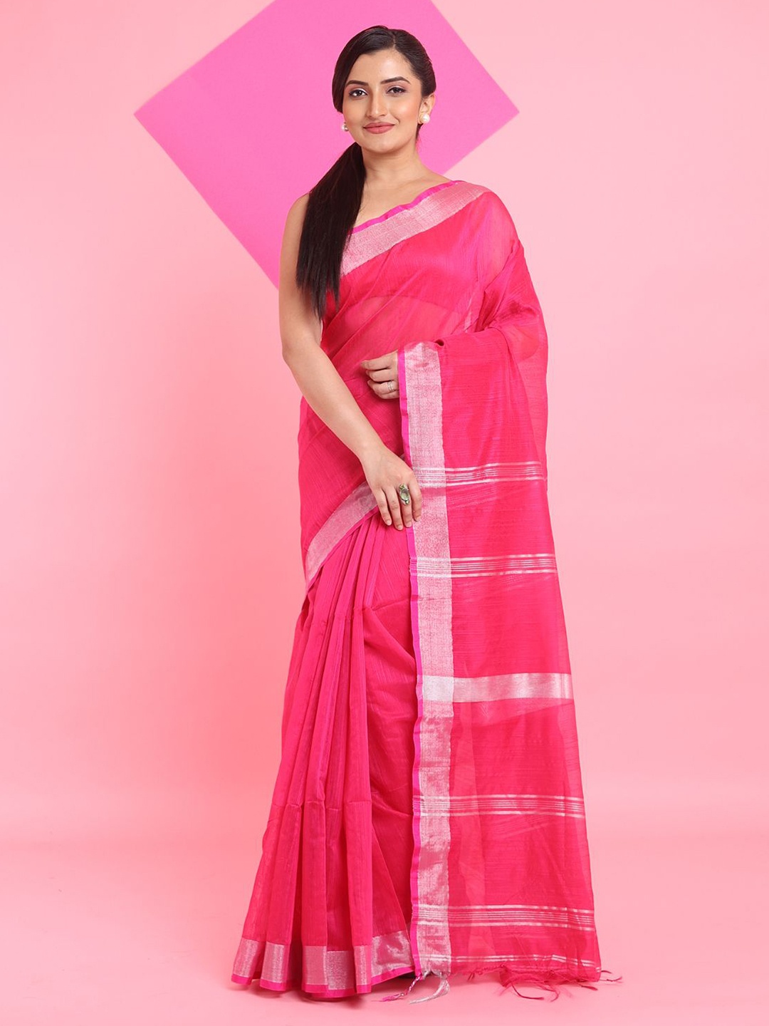 

Arhi Woven Design Zari Saree, Pink