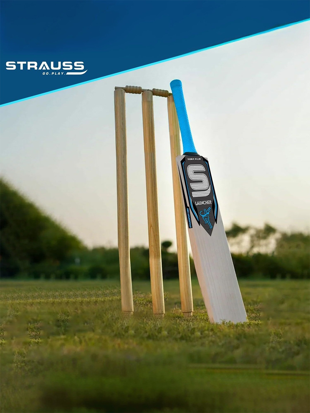 

STRAUSS Kashmir Willow Cricket Bat, Blue