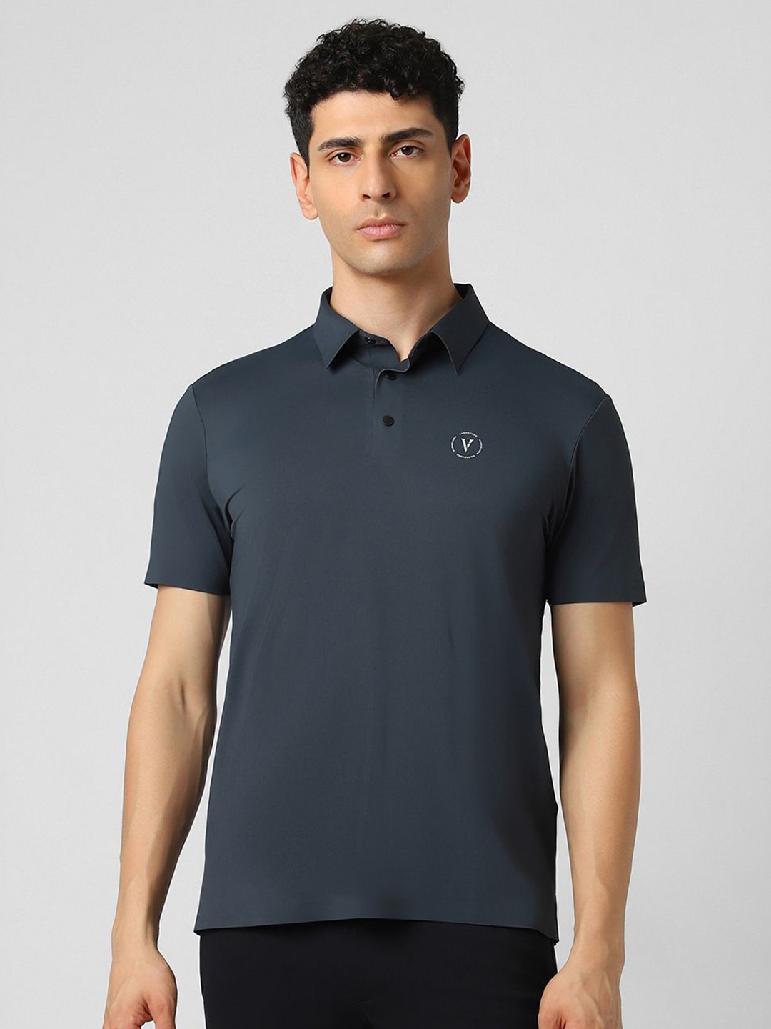 

Van Heusen Flex Men Solid Polo Collar Nylon T-Shirt, Navy blue