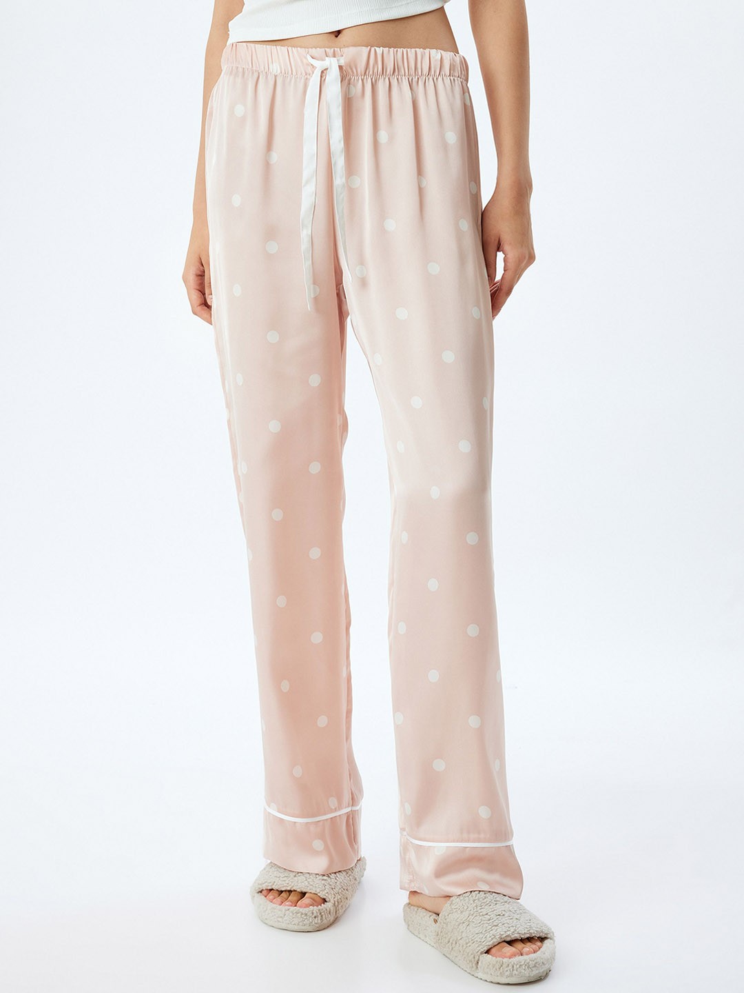 

Koton Women Polka Dot Printed Night suit, Peach