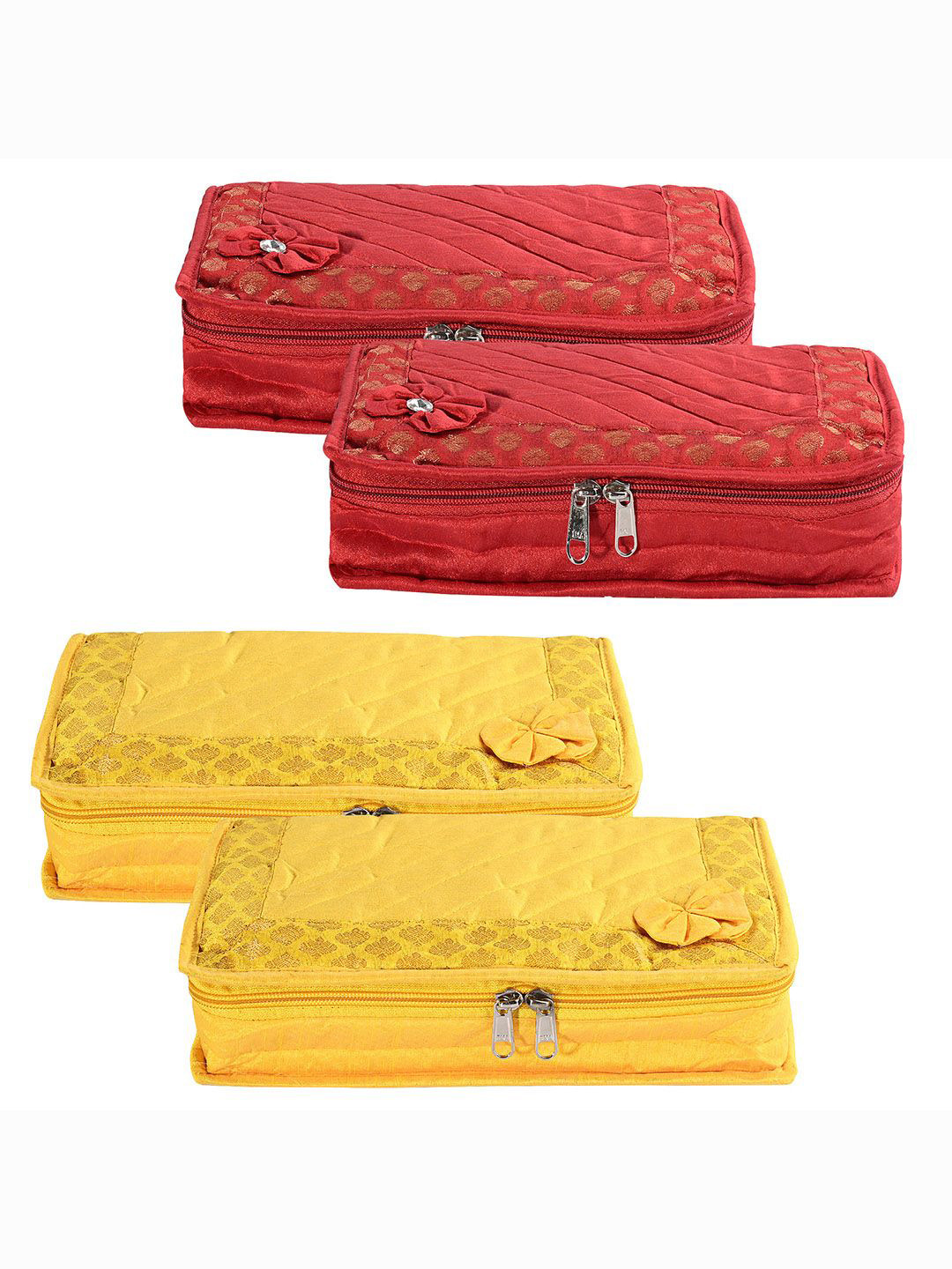 

Kuber Industries Yellow & Red 4 Pieces Self Design Jewellery Organisers