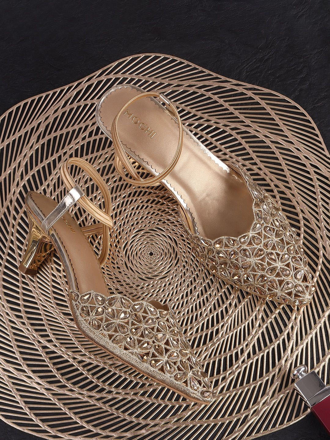 

Mochi Women Kitten Heels Sandals, Gold