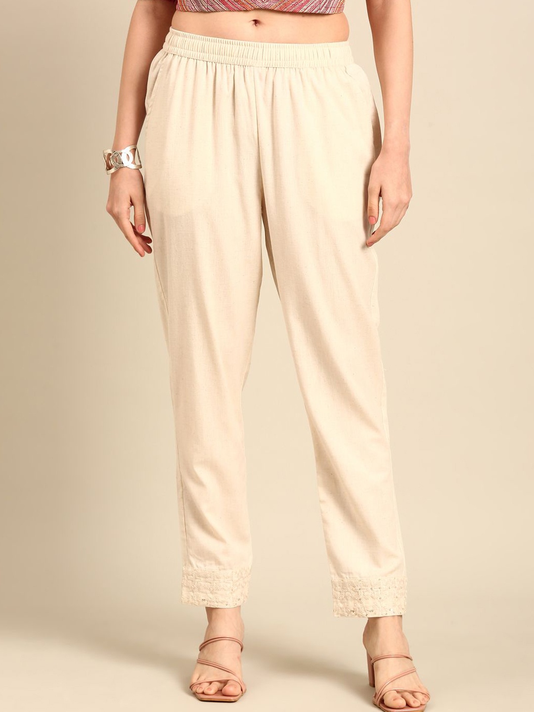 

De Moza Women Trousers, Beige