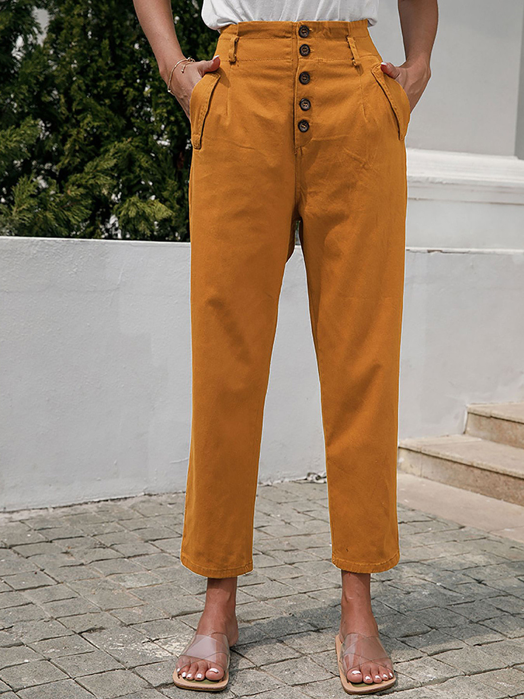 

StyleCast x Revolte Women Easy Wash Trousers, Yellow