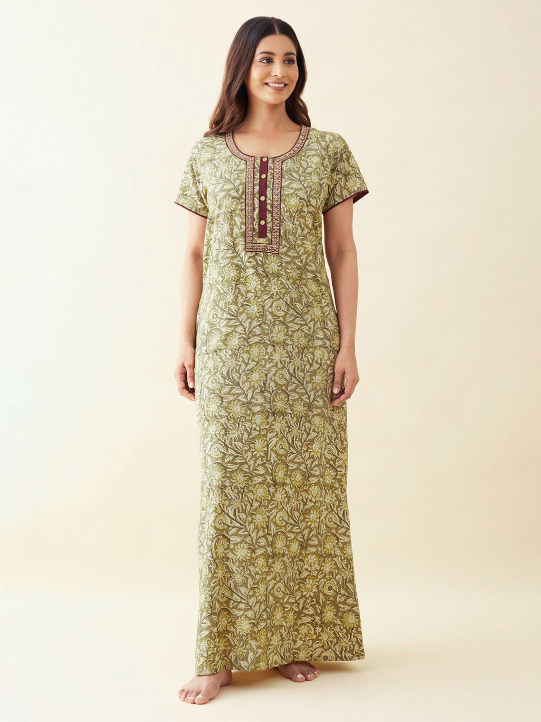 

Maybell Printed Maxi Nightdress, Green
