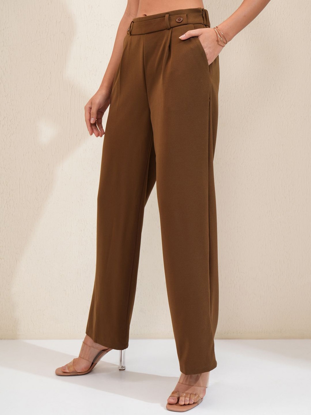 

Tokyo Talkies Women Flared Trousers, Brown