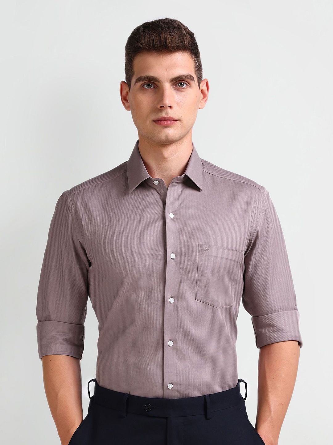 

Arrow Men Smart Spread Collar Solid Cotton Slim Fit Formal Shirt, Pink