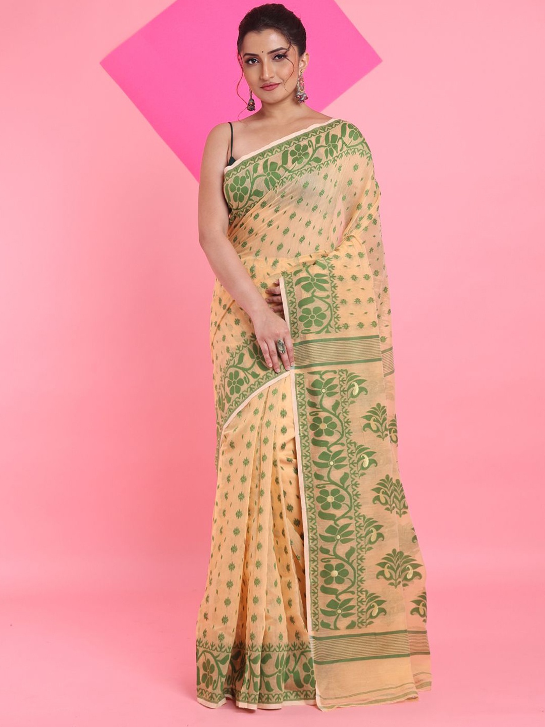 

Arhi Woven Design Jamdani Saree, Cream