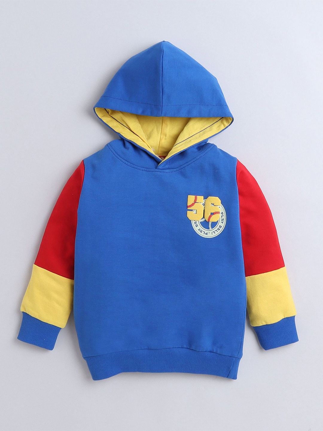 

BUMZEE Boys Printed Hooded Sweatshirt, Blue