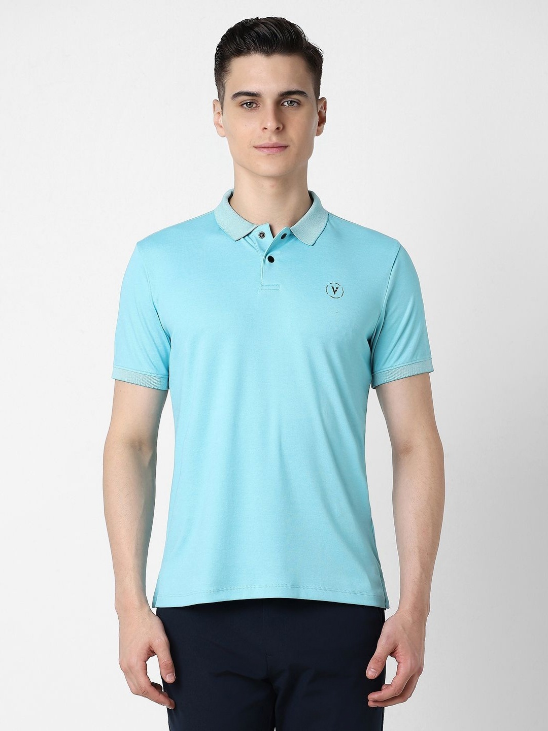 

Van Heusen Flex Men Solid Polo Collar Cotton T-shirt, Blue