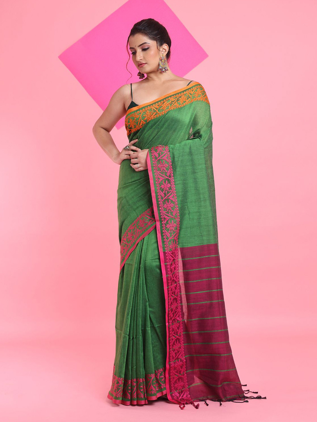

Arhi Woven Design Pure Cotton Saree, Green