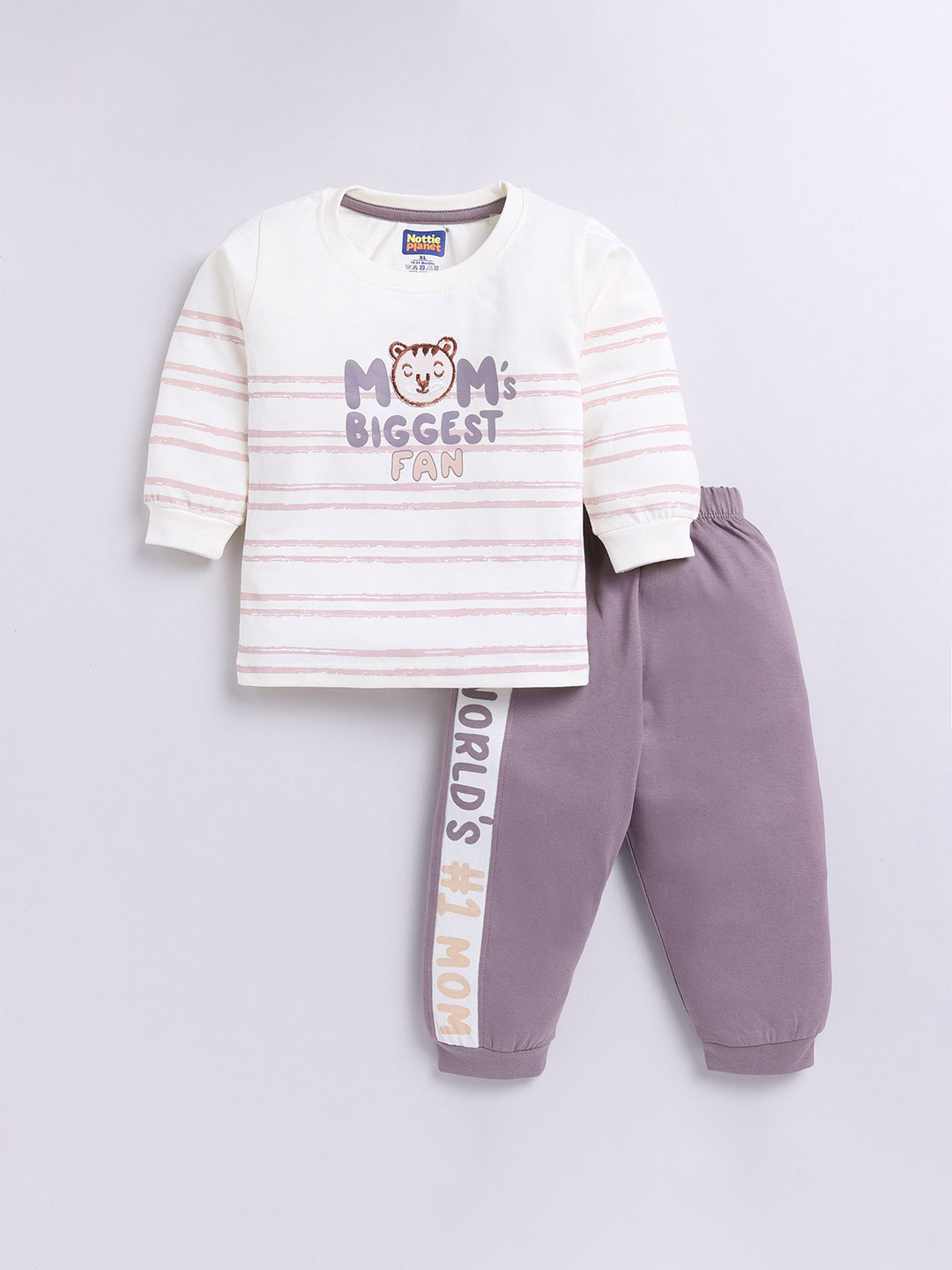 

Nottie Planet Boys Printed Pure Cotton T-shirt with Joggers, Lavender