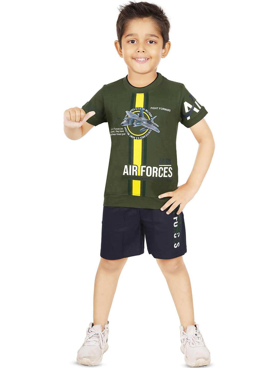 

BAESD Boys Printed Pure Cotton T-shirt With Shorts, Green