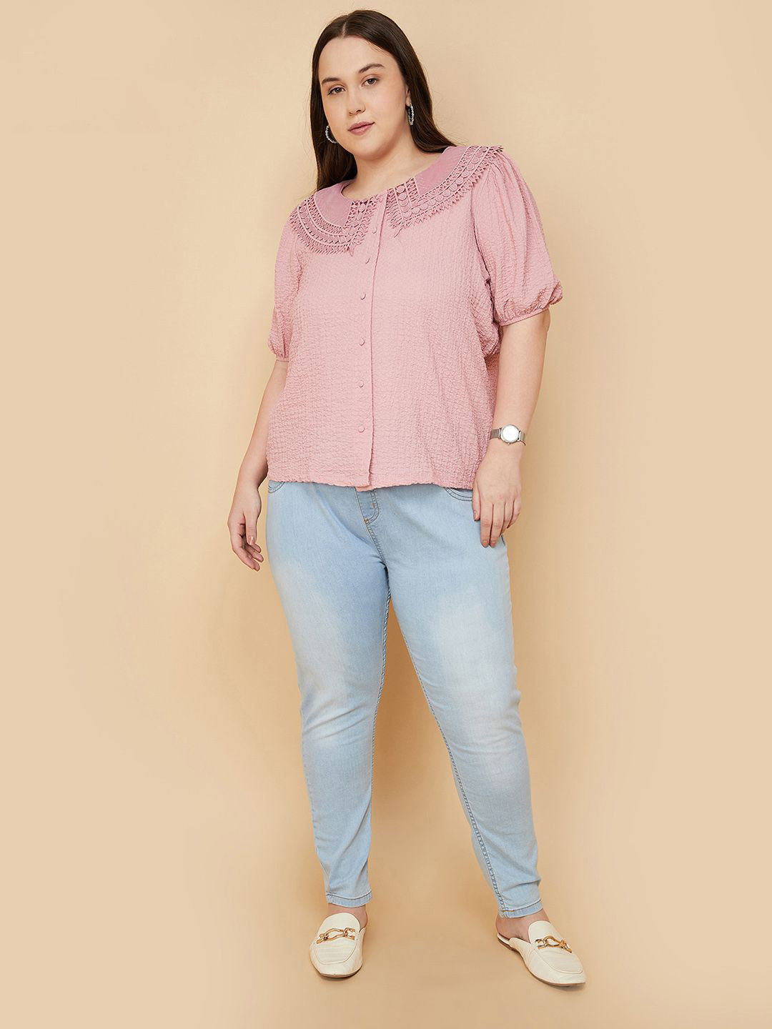 

max Striped Roll-Up Sleeves Top, Purple