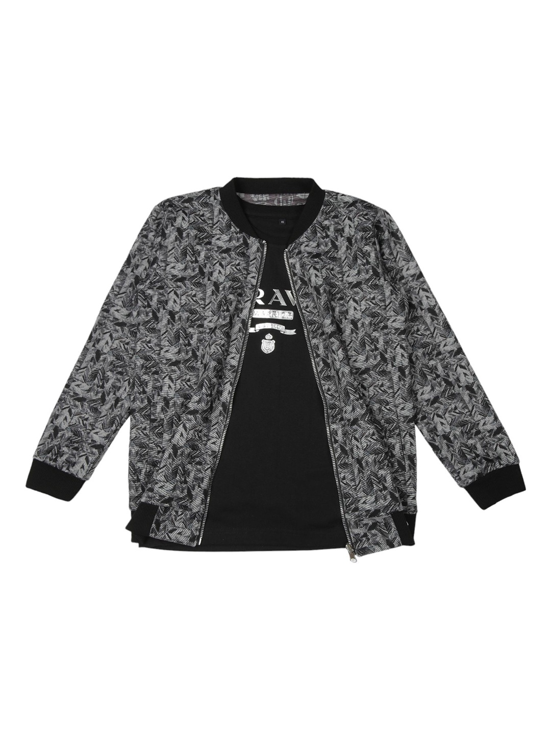 

CAVIO Boys Geometric Reversible Jacket & T-Shirt, Grey
