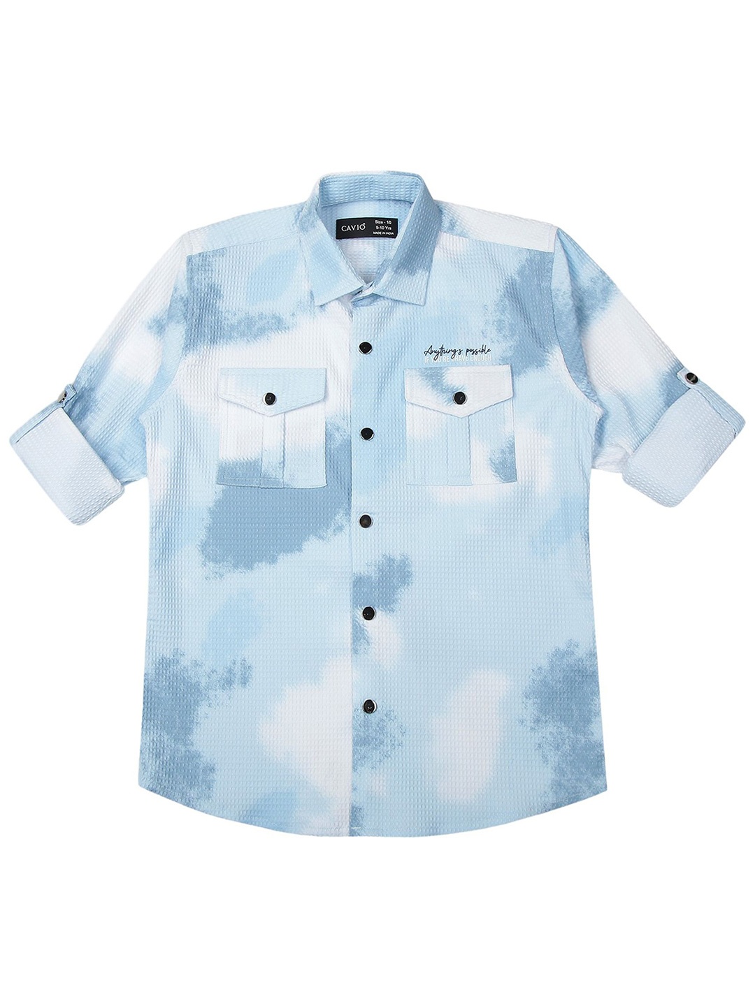

CAVIO Boys Comfort Spread Collar Dyed Cotton Casual Shirt, Blue