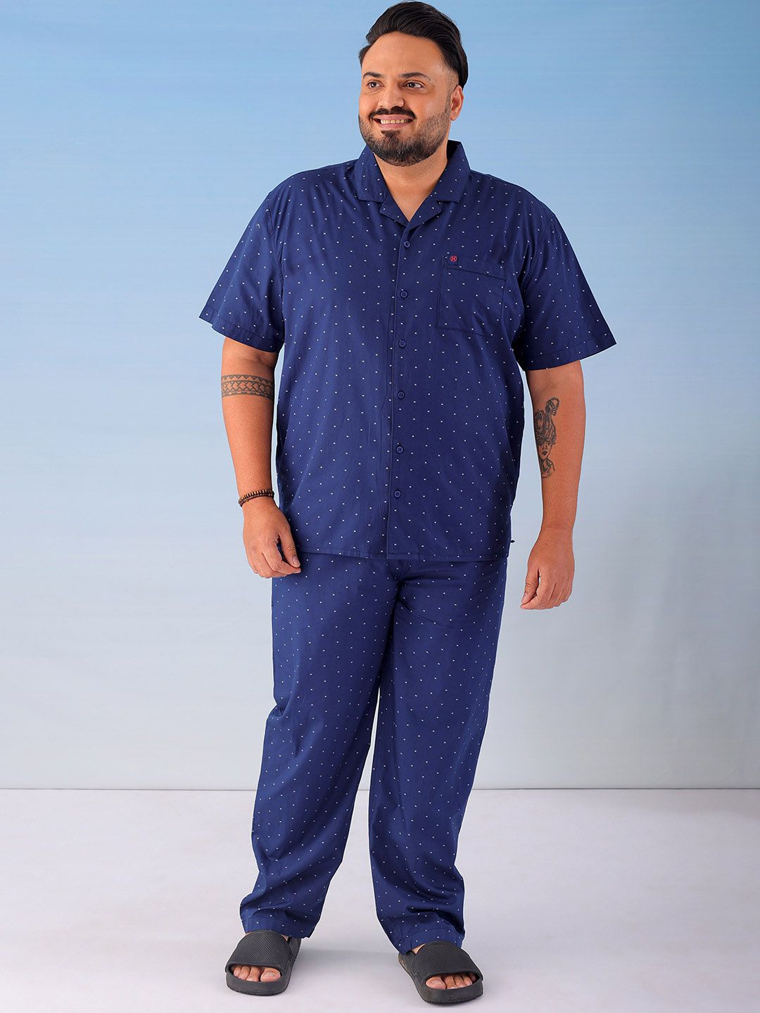 

HARDSODA Men Printed Night suit, Navy blue