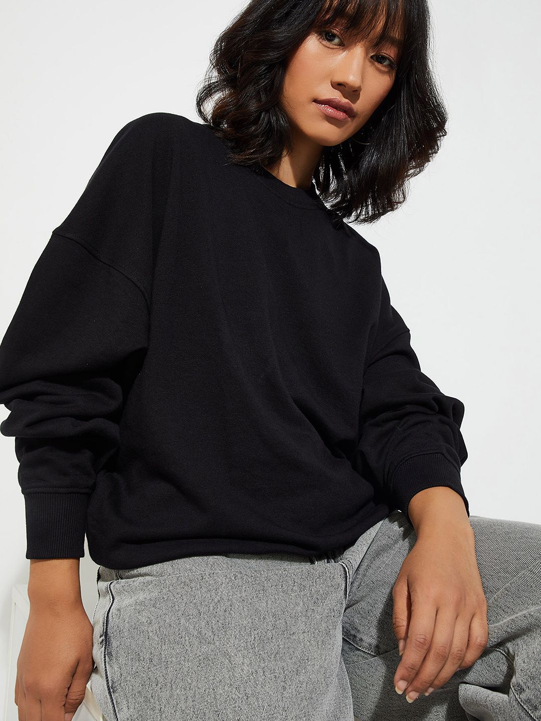 

max URB_N Women Oversized Sweatshirt, Black