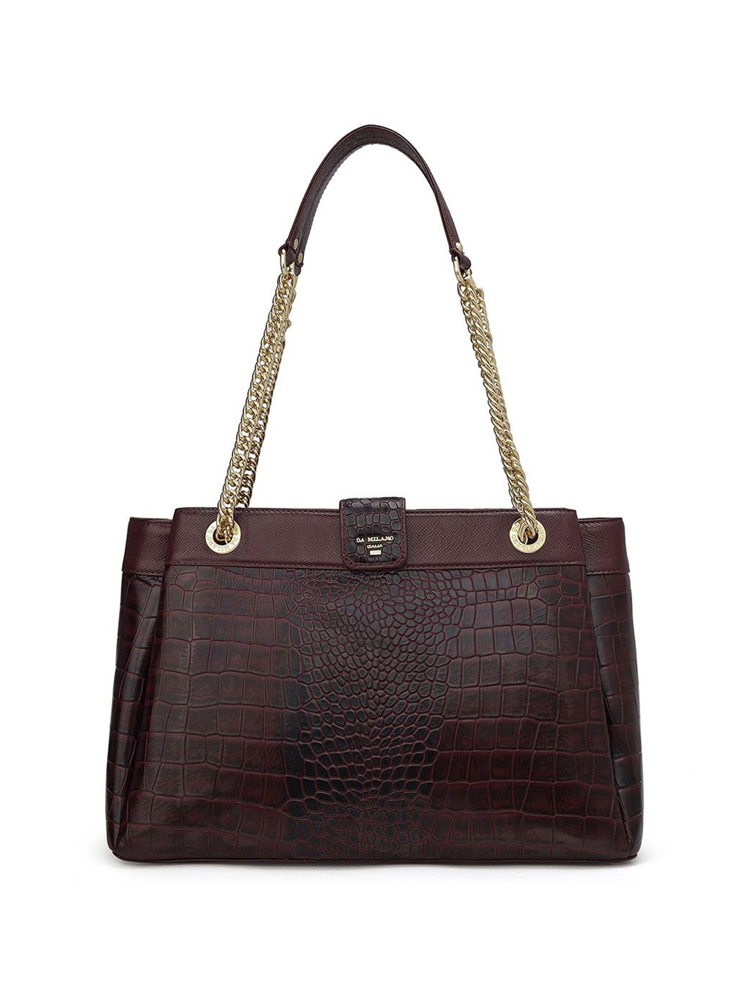 

Da Milano Textured Leather Structured Shoulder Bag, Burgundy