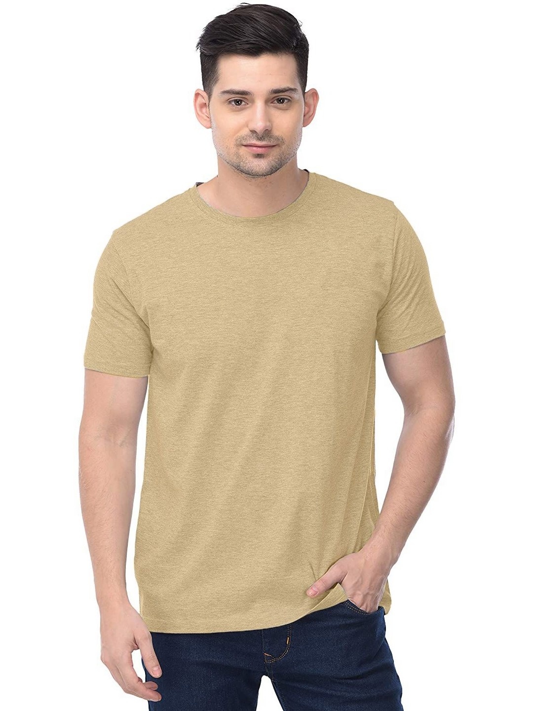

COLOR CAPITAL Unisex Pack Of 2 Solid Round Neck Cotton T-shirts, Na