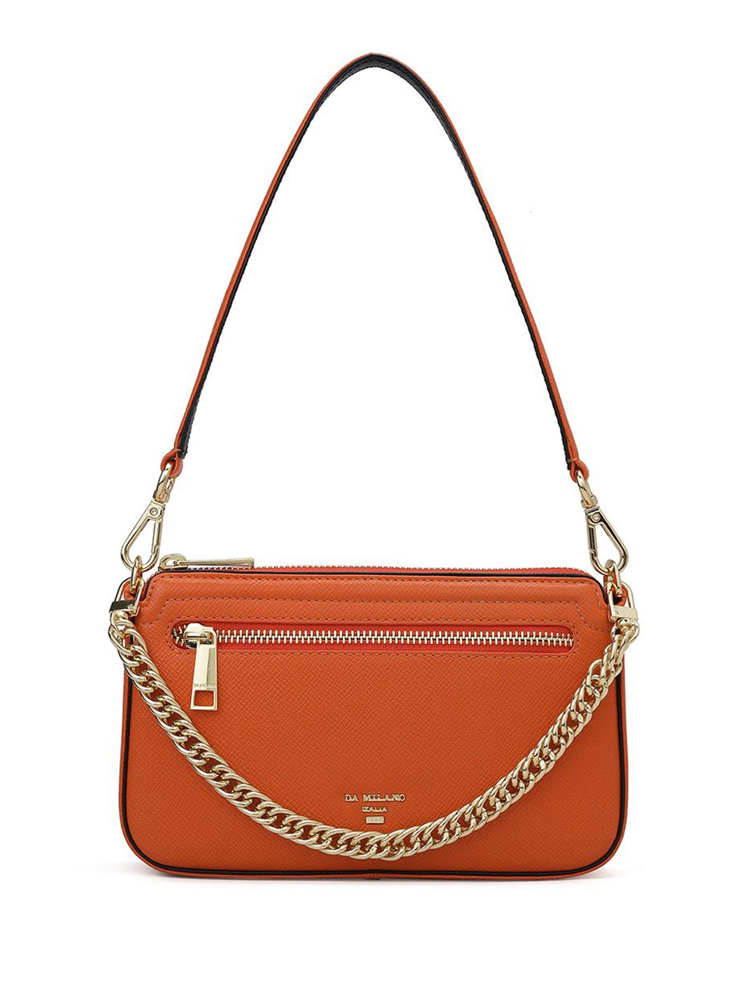 

Da Milano Textured Leather Structured Sling Bag, Orange