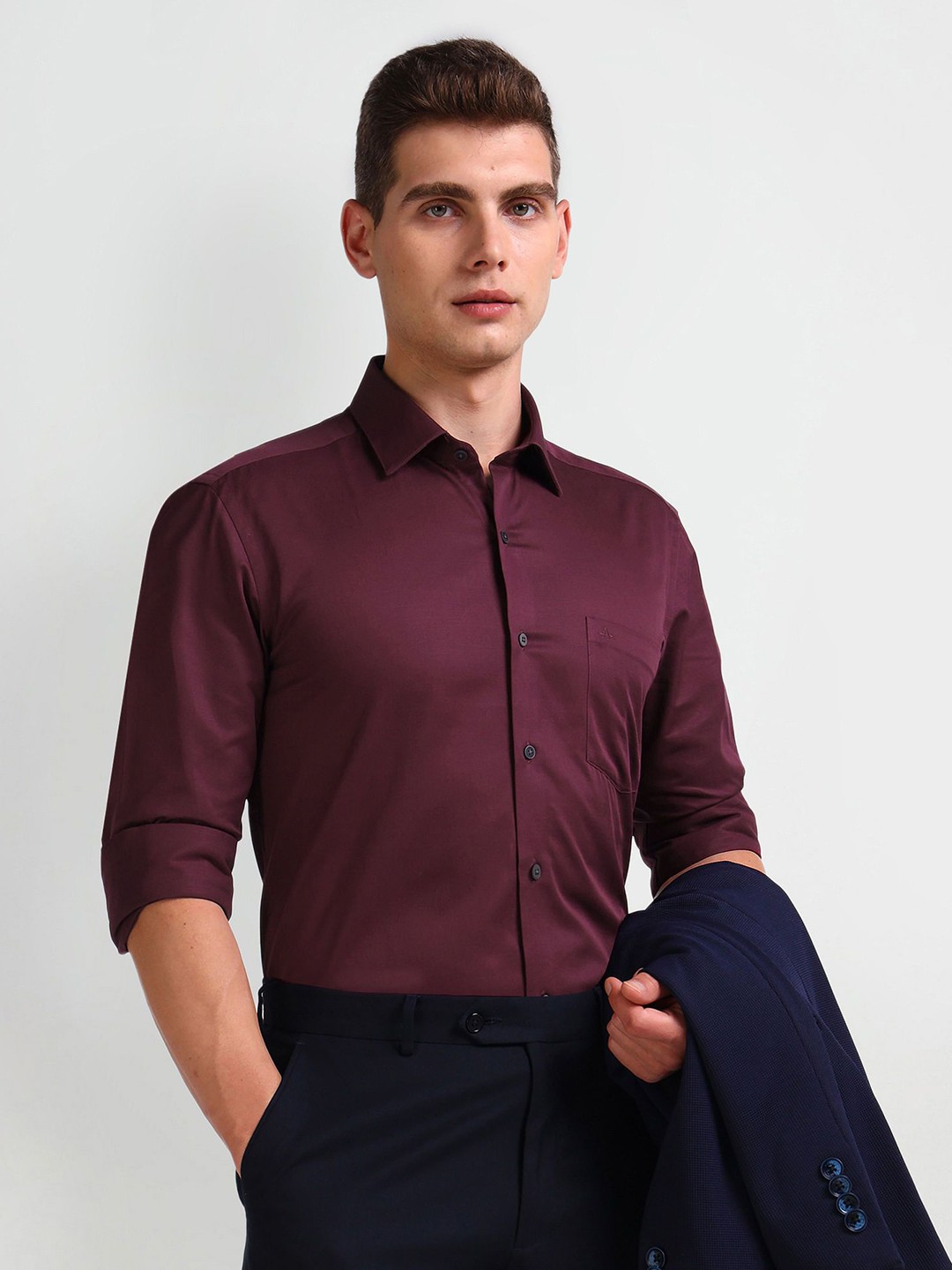 

Arrow Men Smart Spread Collar Solid Cotton Slim Fit Formal Shirt, Red