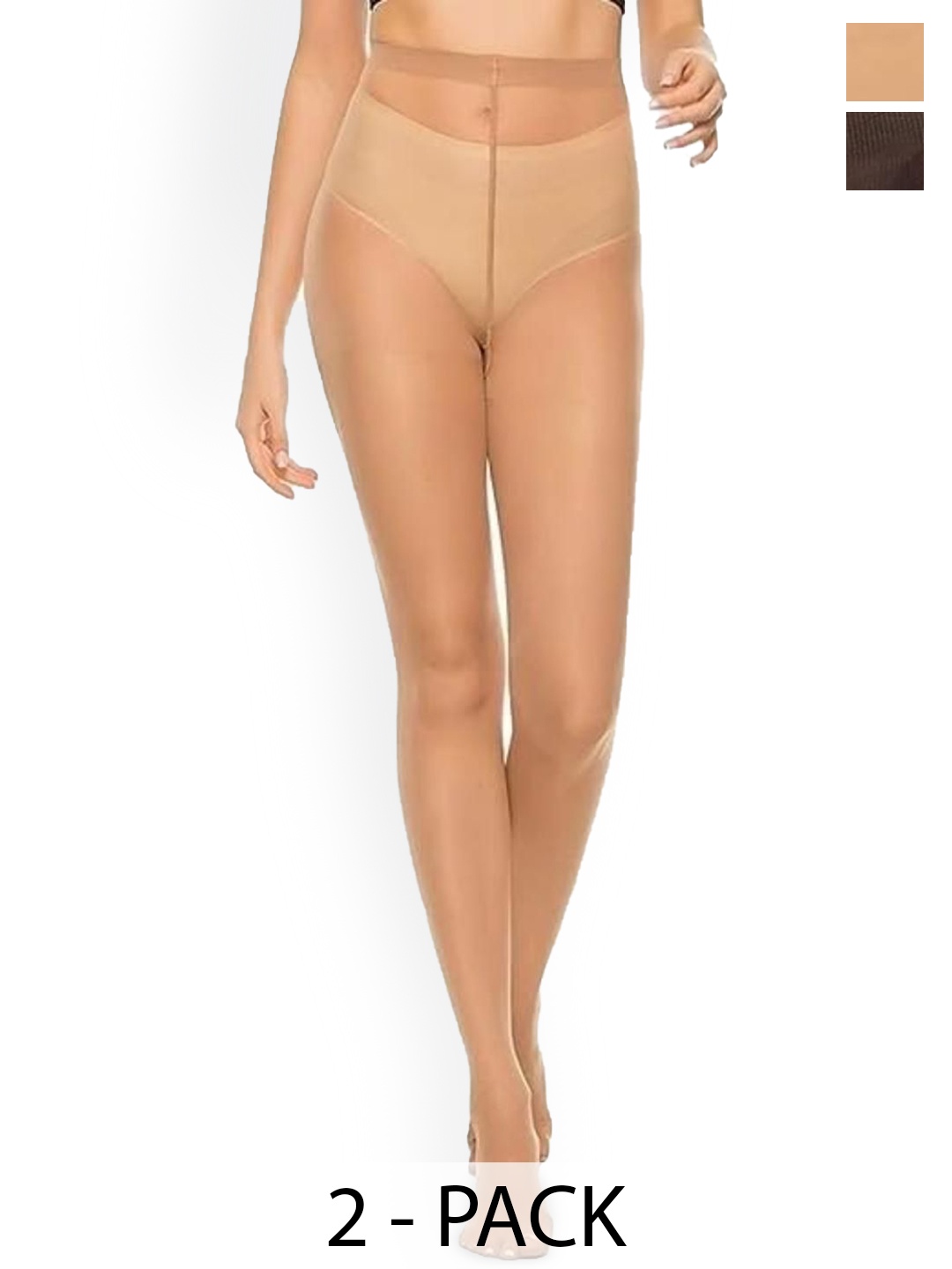 

FOLIYAJ Pack Of 2 Pantyhose Stockings, Black