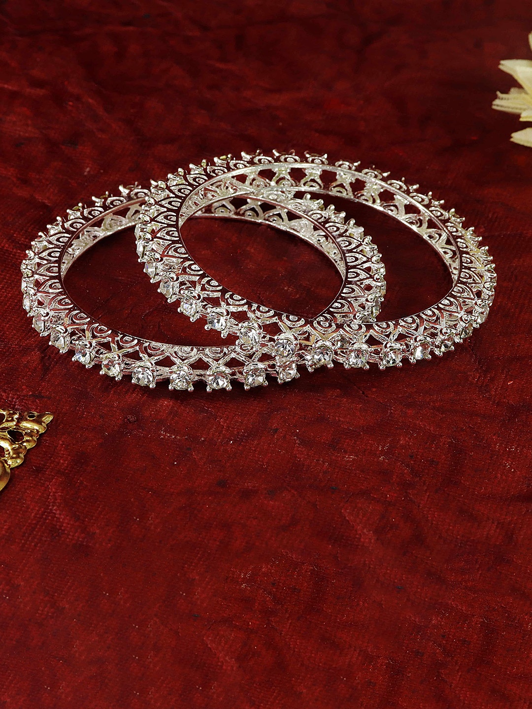 

LAVAZZA Set Of 2 Zircon Diamond-Studded Bangles, Silver