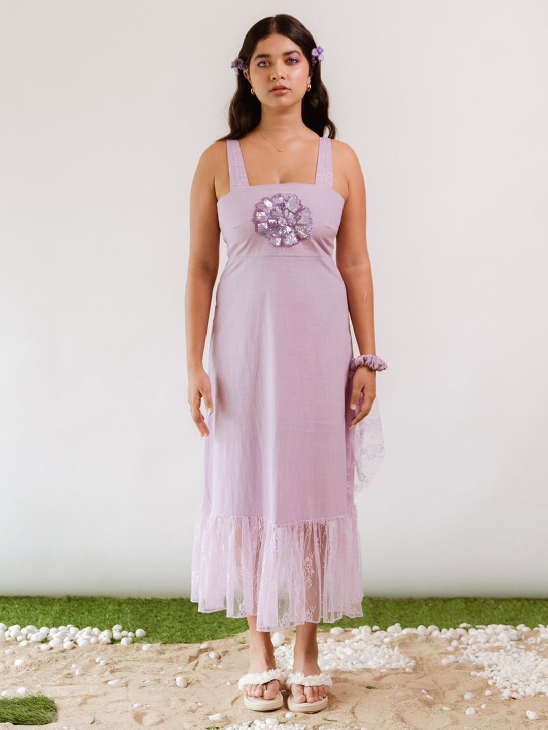 

LABEL SUGAR Bohemian Organic Cotton Maxi Dress, Purple