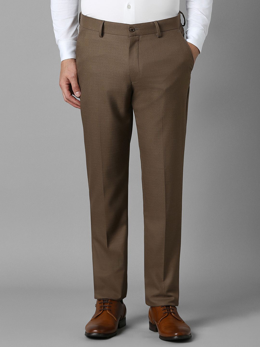 

Louis Philippe Men Printed Slim Fit Trousers, Brown
