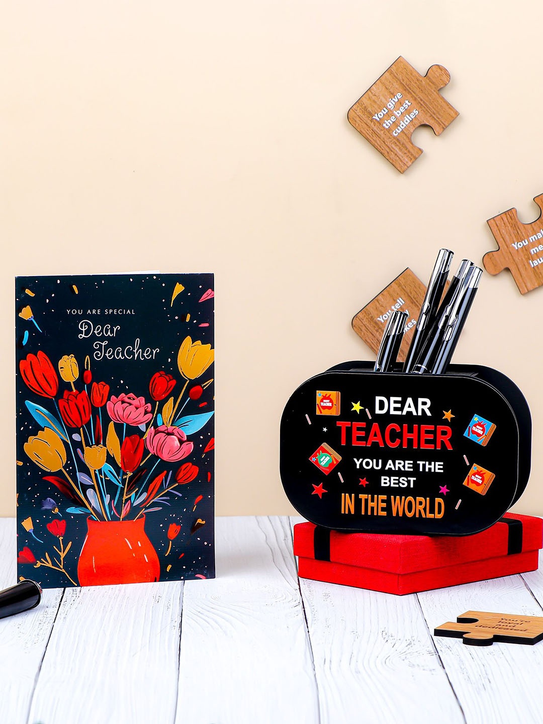 

Archies Dear Teacher Printed Penstand with Beautiful Greeting Card, Black