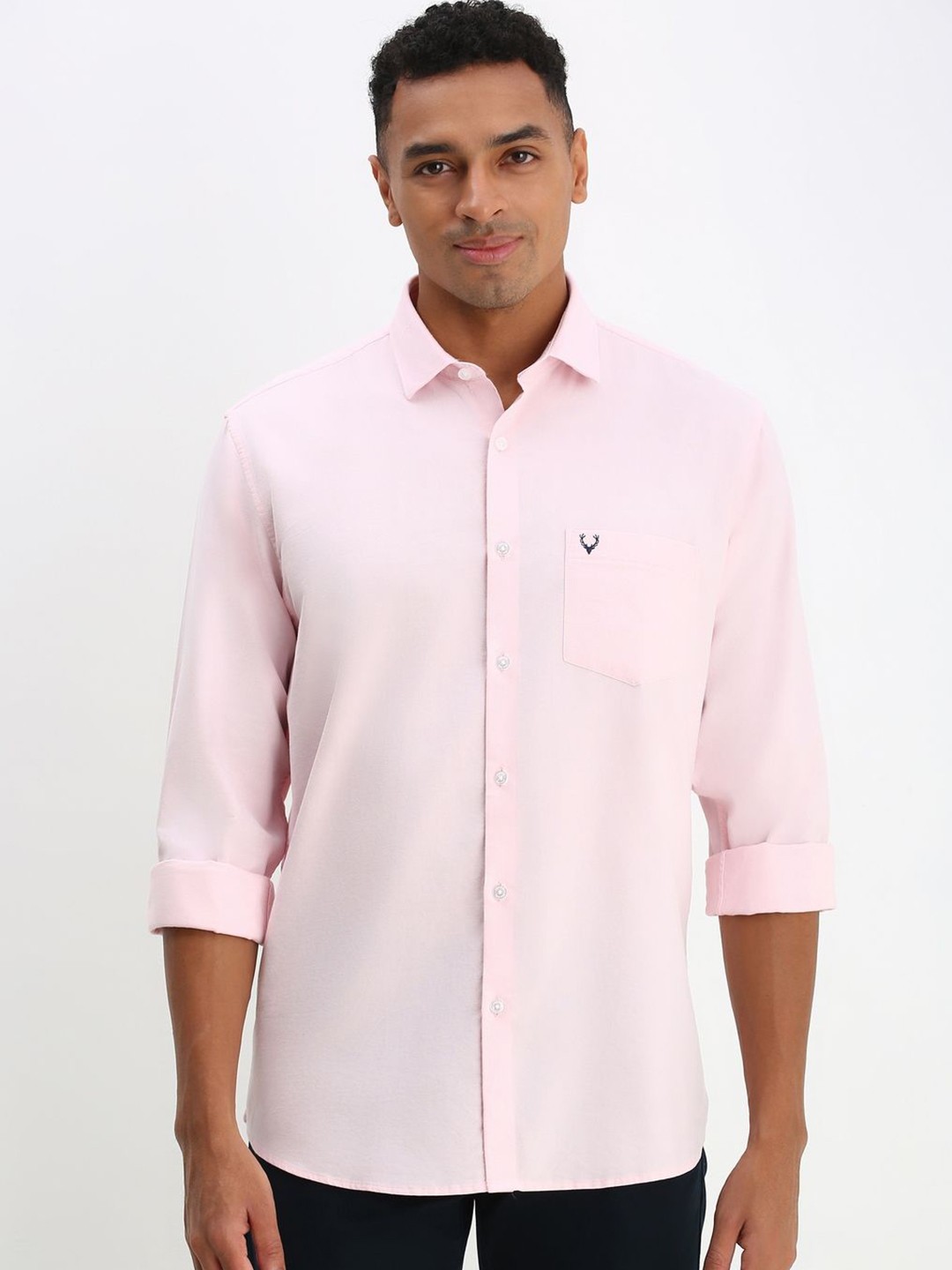 

Allen Solly Men Spread Collar Solid Cotton Slim Fit Casual Shirt, Pink