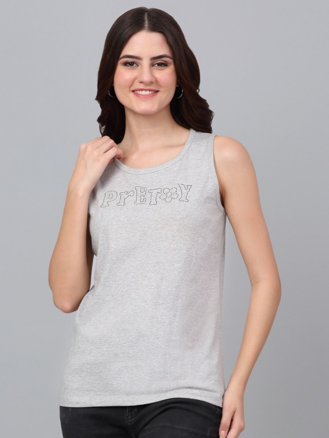 

Dressitude Women Solid Round Neck Pure Cotton T-Shirt, Grey